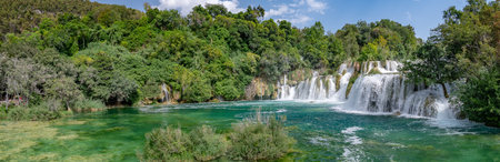 Amazing Nature Landscape in famous Krka National Park of Croatia with its wonderful waterfallsの写真素材