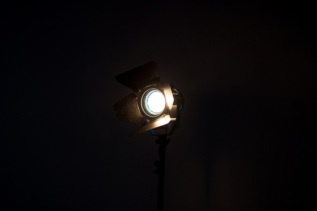 Studio led lighting . vintage production for movie in dark room . electric equipment for photography , video makerの写真素材