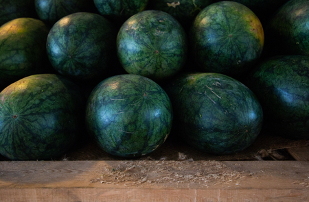 watermelon type of tropical fresh fruits , heap of organic nutrition diet fruit at asian market in Thailand . common useful vitamin for good foods .の写真素材