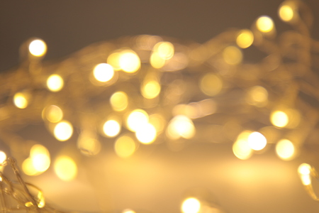 blurred yellow light bokeh , circle shape bright light at night .