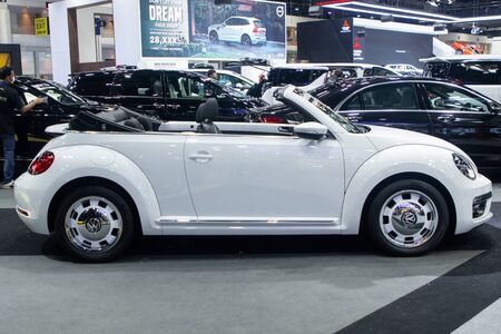 Thailand - Dec , 2018: Volkswagen Beetle white color car presented in motor expo Nonthaburi Thailandのeditorial素材