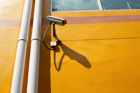 security cctv camera at the corner of industry . safety technology and protection equipment .