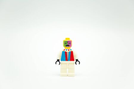 Bangkok Thailand -May,2019: clown lego minifigures toy on white background .