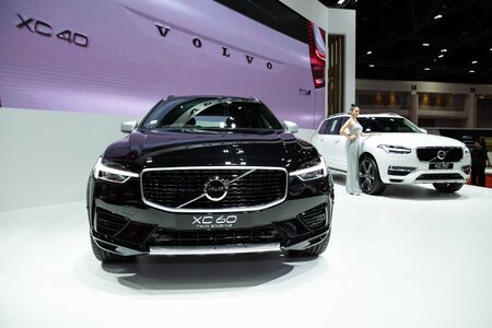 Nonthaburi , Thailand - April 3, 2019: Volvo XC90 twin engine hybrid super luxury automobile and...