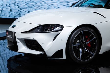Thailand - April , 2019 : close up Toyota Supra GR presented in motor show Thailand .のeditorial素材