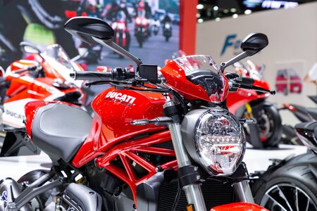 Thailand - Apr , 2019 : close up Ducati Monster motorbike presented in motor show Nonthaburi...