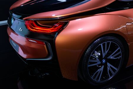 Thailand - April, 2019 : BMW i8 Roadster on display at Thailand International Motor Show 2018 Arena Muang Thong Thani or Motor Expo in Bangkok, Thailand.のeditorial素材