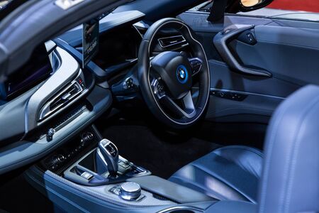 Thailand - April, 2019 : BMW i8 Roadster on display at Thailand International Motor Show 2018 Arena Muang Thong Thani or Motor Expo in Bangkok, Thailand.のeditorial素材