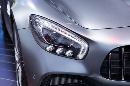 gray car front led headlight new design .の写真素材