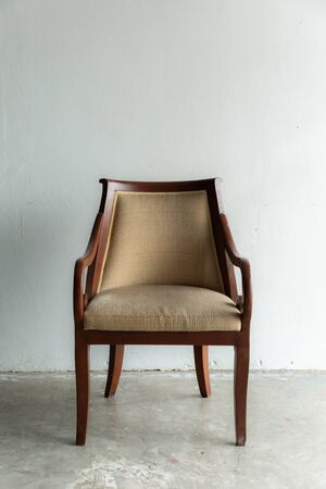 wooden chair in white room .の写真素材