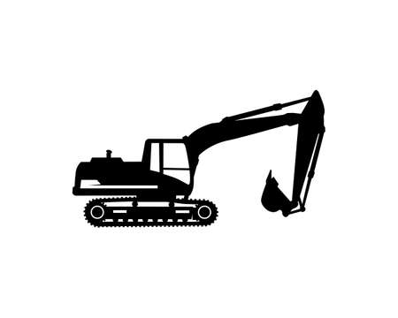 Excavator logo template vector. Heavy equipment logo vector for construction company. Creative excavator illustration for logo template.のイラスト素材