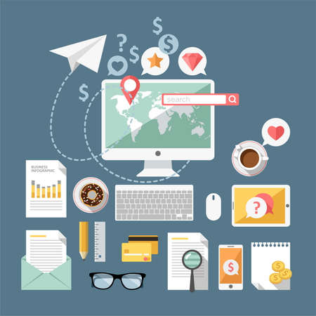 Modern design flat icon vector collection concept in stylish colorsのイラスト素材