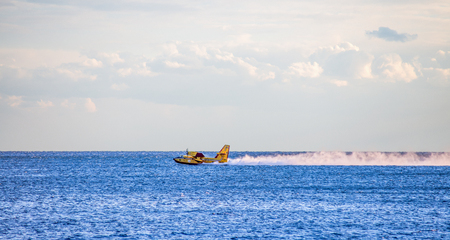 GENOA (GENOVA), ITALY, JANUARY 16, 2017 - Bombardier 415,  Canadair CL-415, amphibious aircraft...