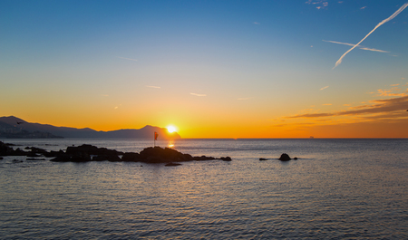 Genoa (Genova)  Boccadasse, italy,  at dawn, a fishing village and colorful housesの写真素材