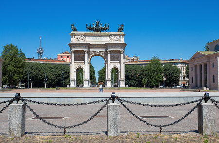 Arch of Peace, near Sempione Park in the city center of Milan, Italyのeditorial素材
