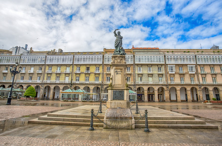A CORUNA, GALICIA,  SPAIN - JUNE 13, 2016: Statue of Maria Pita on Square on Maria Pita popular vacation spot among locals and touristsのeditorial素材