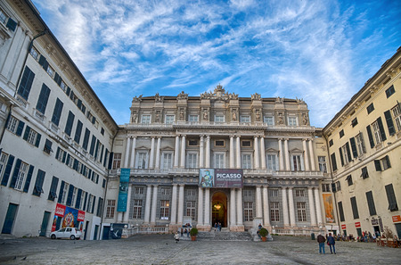 GENOA (GENOVA), ITALY, APRIL 16, 2018 - View of Palazzo Ducale in the city center of Genoa (Genova),...
