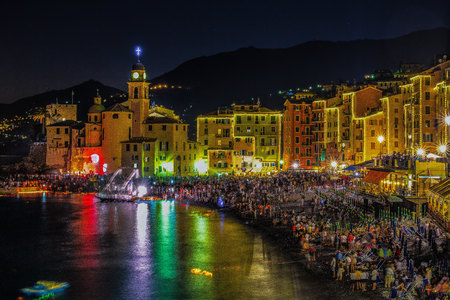 CAMOGLI, ITALY, AUGUST 2 ,2015 - Stella Maris traditional celebration. During the night when...