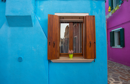 VENICE (VENEZIA) ITALY, OCTOBER 17, 2017 - View of Burano island, a small island inside Venice area, famous for lace making and its colorful housesのeditorial素材