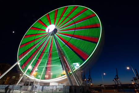 GENOA, ITALY, NOVEMBER 27, 2017 - Ferris wheel with colored lightsのeditorial素材