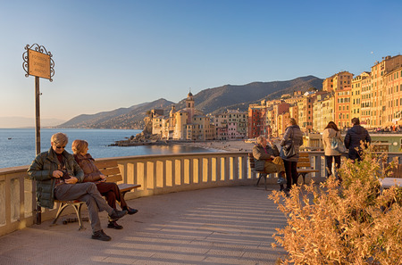 CAMOGLI, ITALY, JANUARY 13, 2018 - View of city of Camogli , Genoa (Genova) Province, Liguria, Mediterranean coast, Italyのeditorial素材
