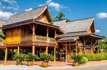 Typical Thai teakwood houses in the north of Thailand, Asiaの写真素材