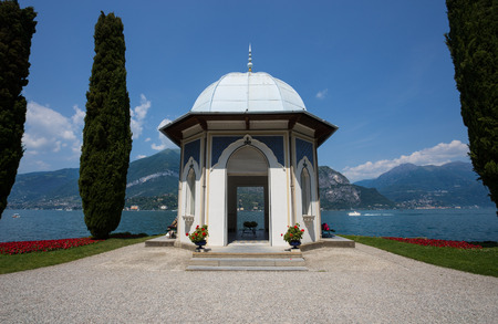 BELLAGIO, ITALY, JUNE 19, 2019 - The Tea house in the gardens of Villa Melzi, Bellagio, Como Lake, Italyのeditorial素材