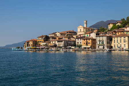 MONTE ISOLA, ITALY, SEPTEMBER 9, 2020 - View of Monte Isola, Iseo Lake, Brescia province, Lombardy, Italy.のeditorial素材