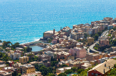 Aerial view of the small port of Nervi in Genoa, Italyの写真素材