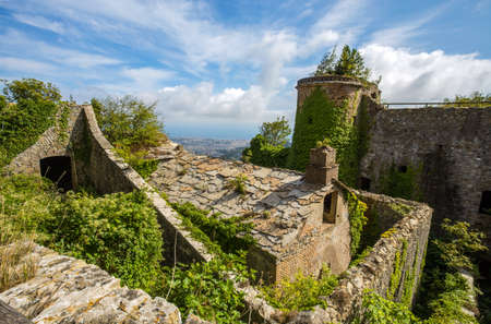 View of Forte Sperone (Sperone Fort), one of the most important and better preserved structures of the fortifications of Genoa, Italy.のeditorial素材