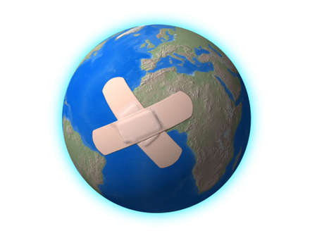 Doily on the Globe. Conceptual image: save the earth.の写真素材