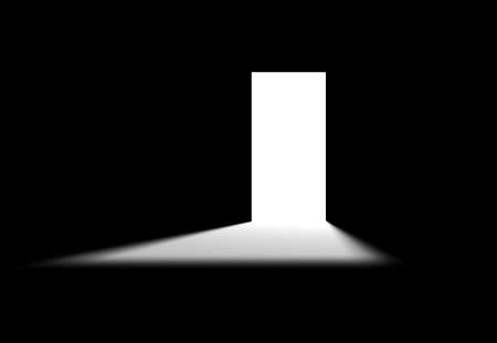 Inside a room with opened doorの写真素材