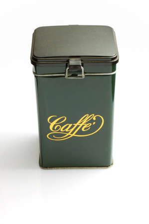Green metallic coffee box - italian styleの写真素材