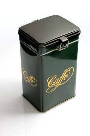 Green metallic coffee box - italian styleの写真素材