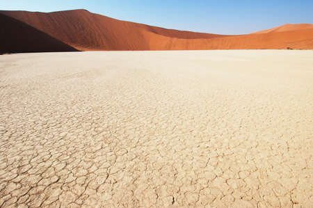 Dry terrain and dune - Lack of water. Namibia, Deadvlei, Sossuvlei.の写真素材