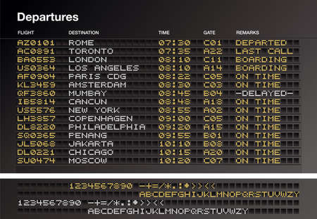 Airport departures timetable - Vector file include layers whit letter source.のイラスト素材