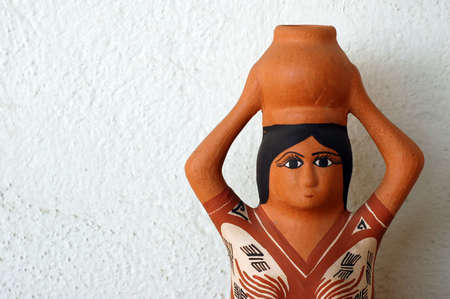 Woman face, hand made ceramic clay, Handicrafts of Mexicoの写真素材