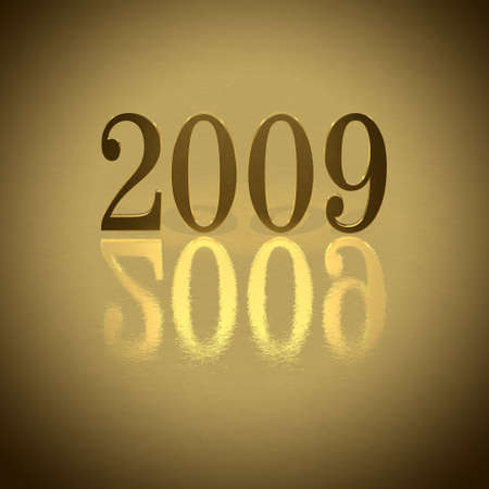 Gold 3D 2009 with reflections - happy new yearの写真素材