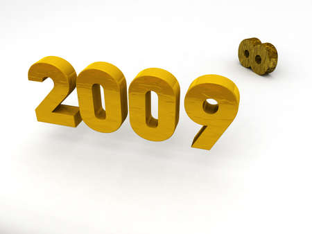 Gold 3D 2009 with old 2008 - happy new yearの写真素材