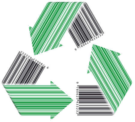 Barcode recycle. Concept: environment in business marketの写真素材