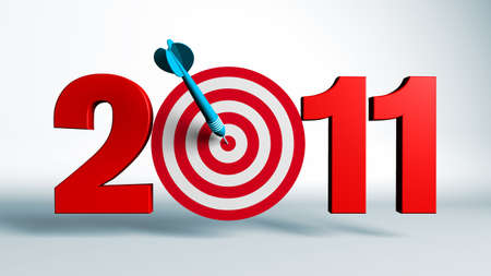 New Year 2011 whit a red and target and dart - 3d render business concept
