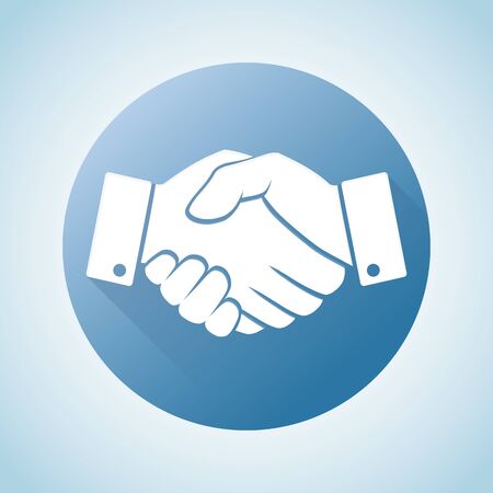 Circle blue icon handshake. Background for business and finance.の写真素材