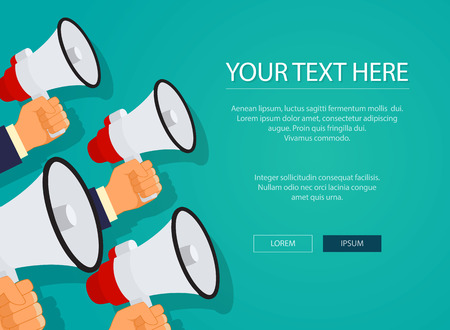 Digital marketing with a megaphones concept flat design.のイラスト素材