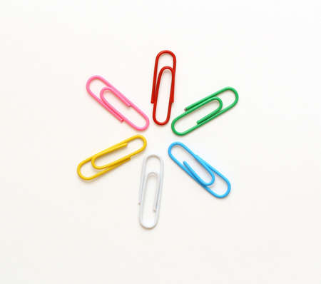 the sun of the six color clips on a white backgroundの写真素材