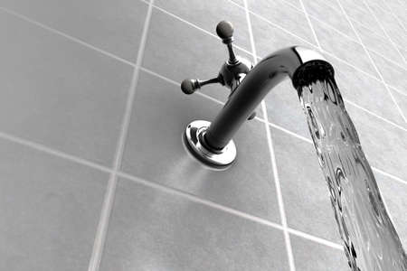 Water Tap made of chrome on in bathroom