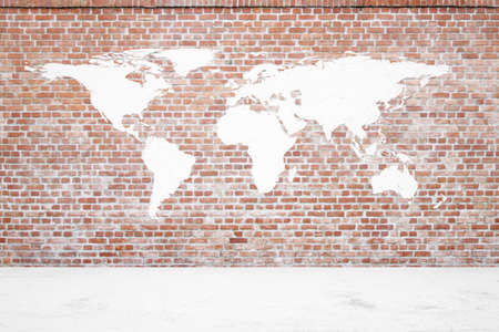 Red Brickwall with earth plaster and white groundの写真素材