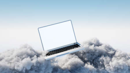 Laptop in the sky as cloud computing conceptの写真素材