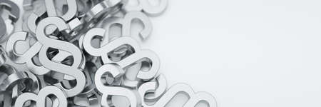 Paragraph symbols on white ground panoramaの写真素材