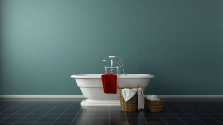 minimal bathroom with tubの写真素材