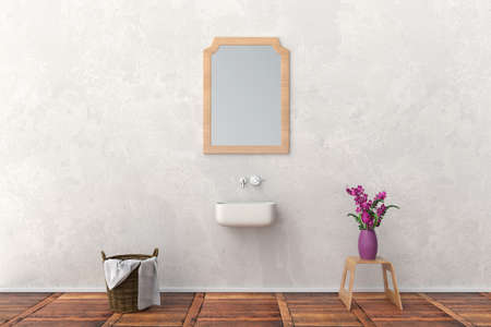 modern bathroom with flowersの写真素材